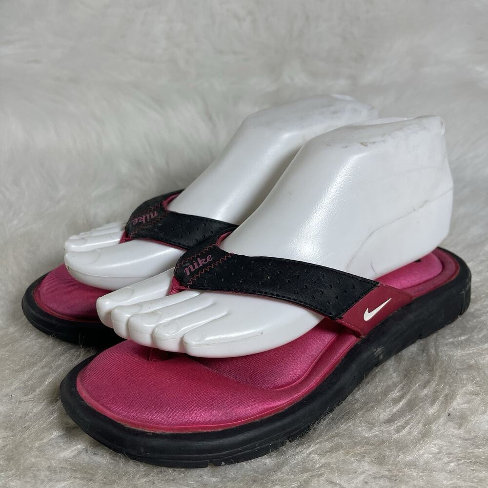 Nike Comfort Footbed Women’s Flip Flop Sandals Black Pink Thong Slides Size 6